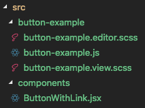Button.jsx inside of our component folder, sibling to our block folder